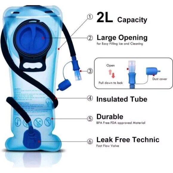 Mothybot Hydration Pack, Insulated Hydration Backpack with 2L Water Bladder Teal - Picture 9 of 10